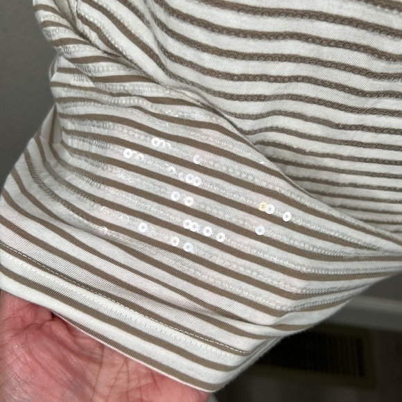 Old Navy Tan & White Striped Sequin Tank Top Size Small New with tags! - Picture 3 of 6